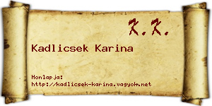 Kadlicsek Karina névjegykártya